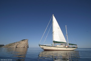 The Luis Ginillo at Cap de Formentor, off the northwest coast of Mallorca this morning.